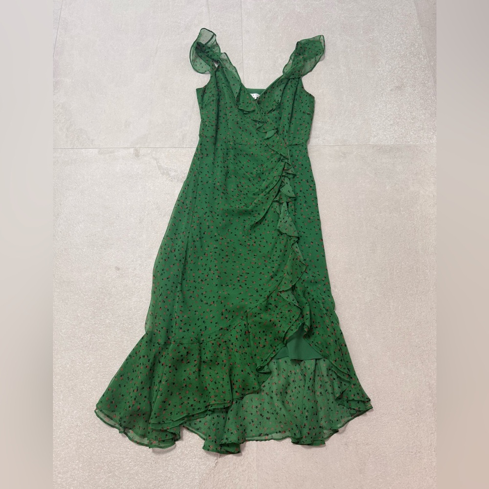 Veronica Beard Green Ruffle High Low Dress
